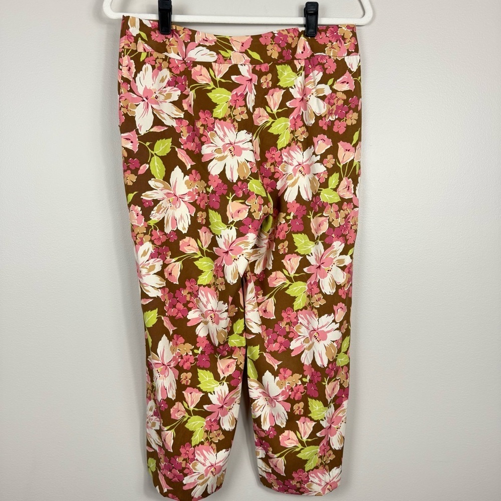 Tommy Bahama Cropped Silk Blend Pants Womens 4 Floral Y2K Fleur De Force Pink